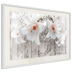 Poster 'Lilies on Wood'