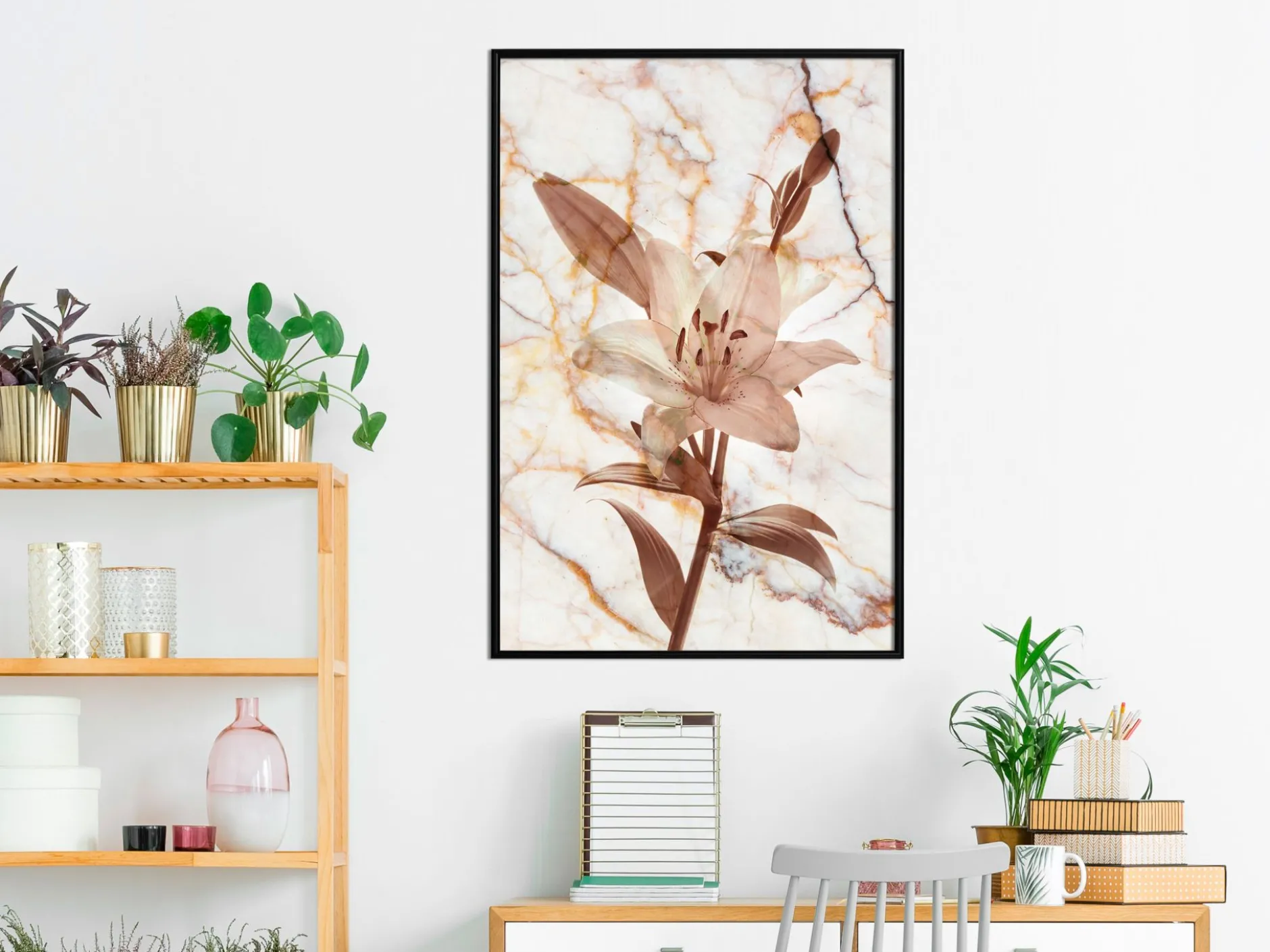 Poster 'Lily on Marble Background'