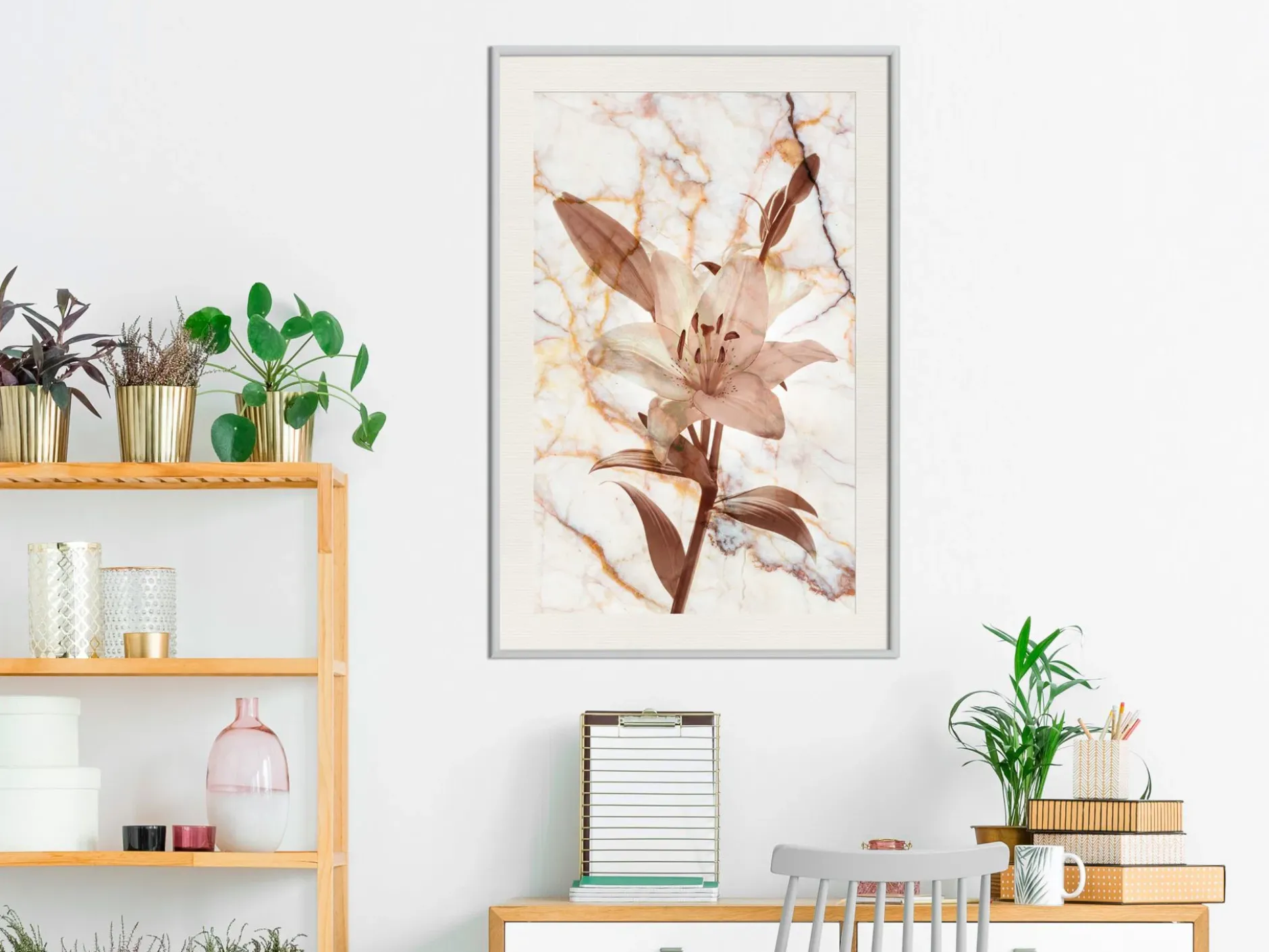 Poster 'Lily on Marble Background'