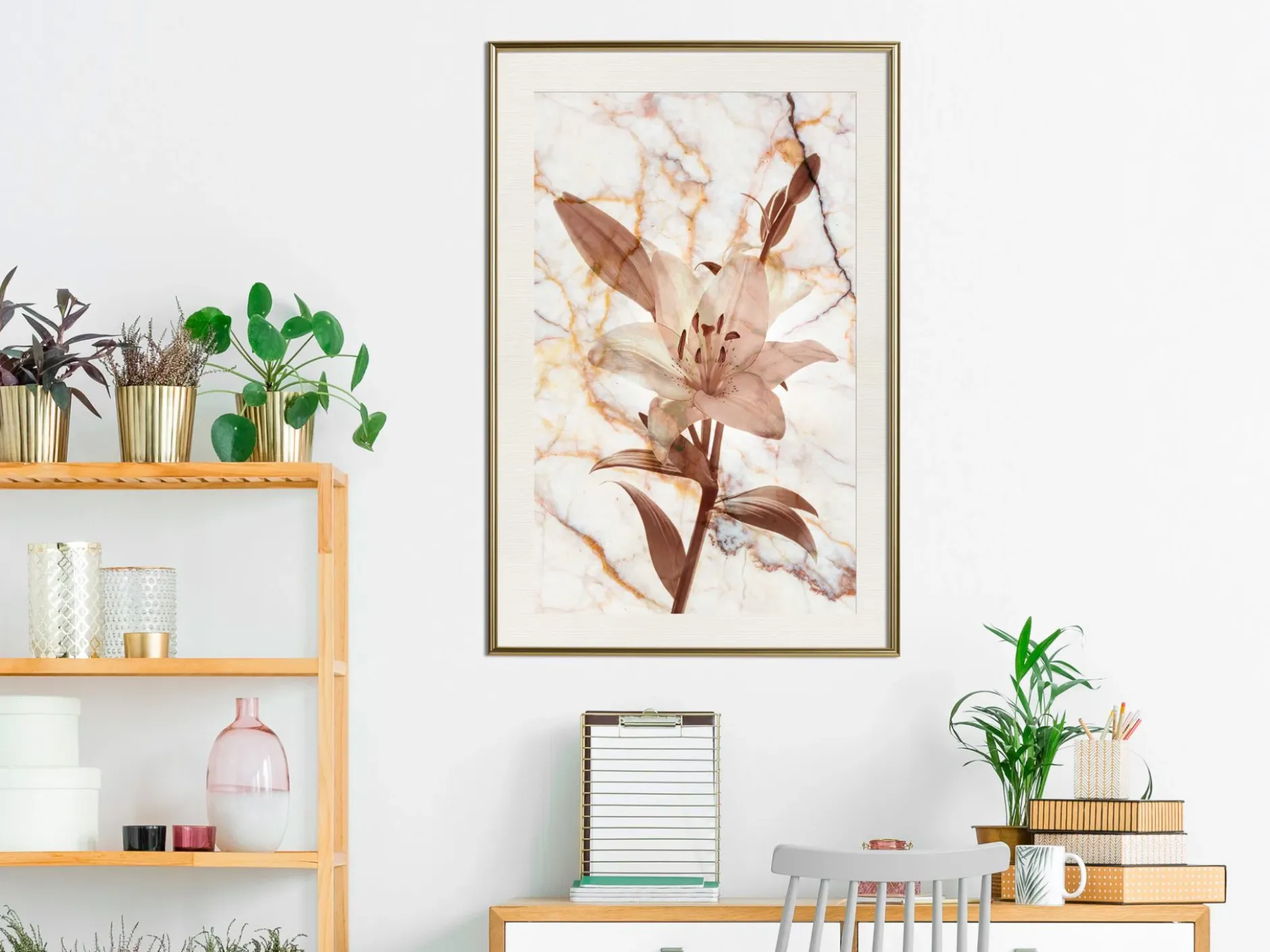 Poster 'Lily on Marble Background'