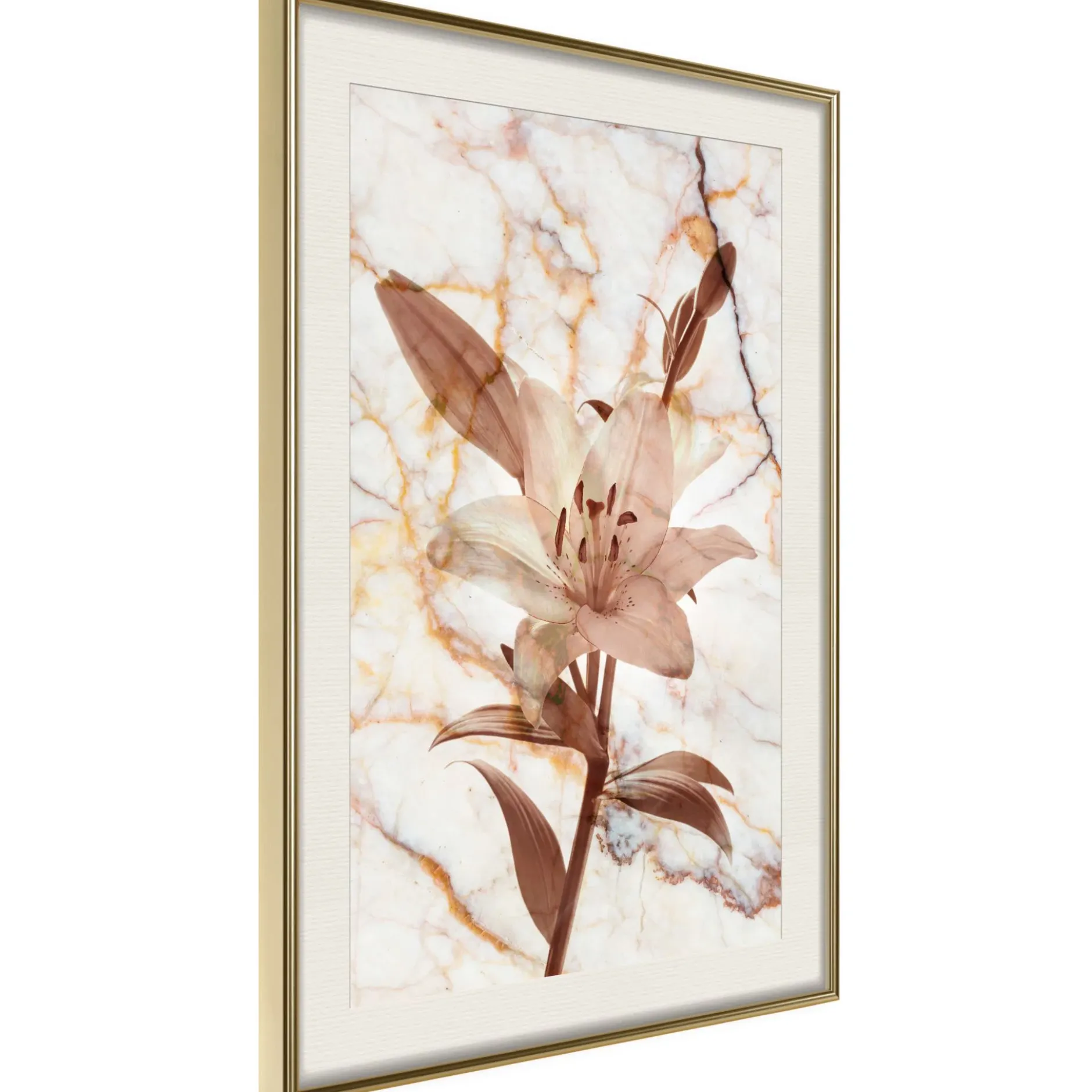 Poster 'Lily on Marble Background'