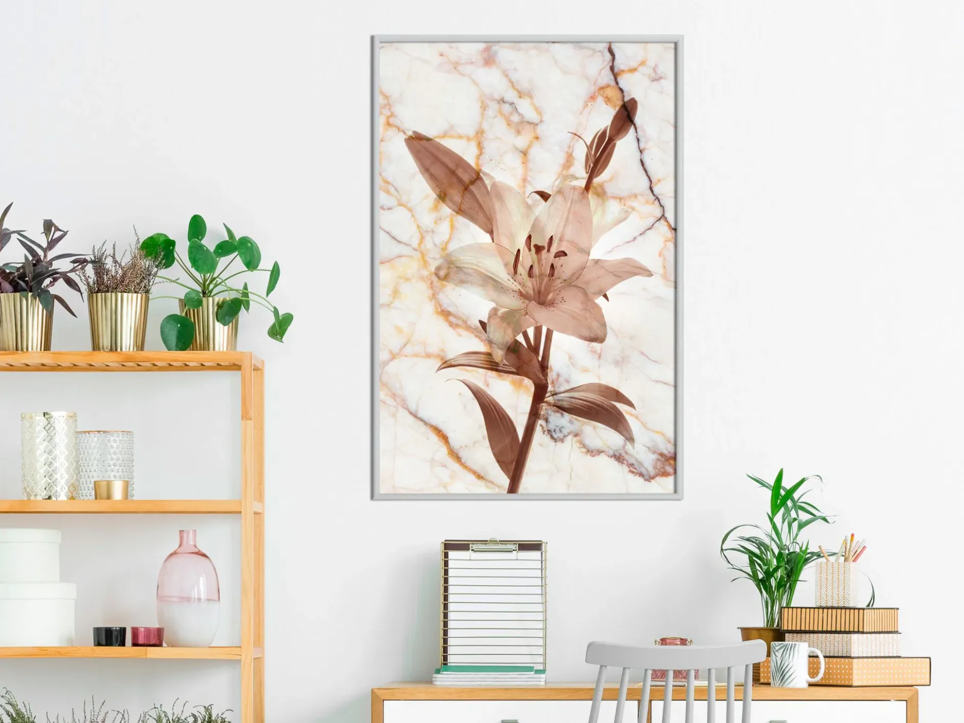 Poster 'Lily on Marble Background'
