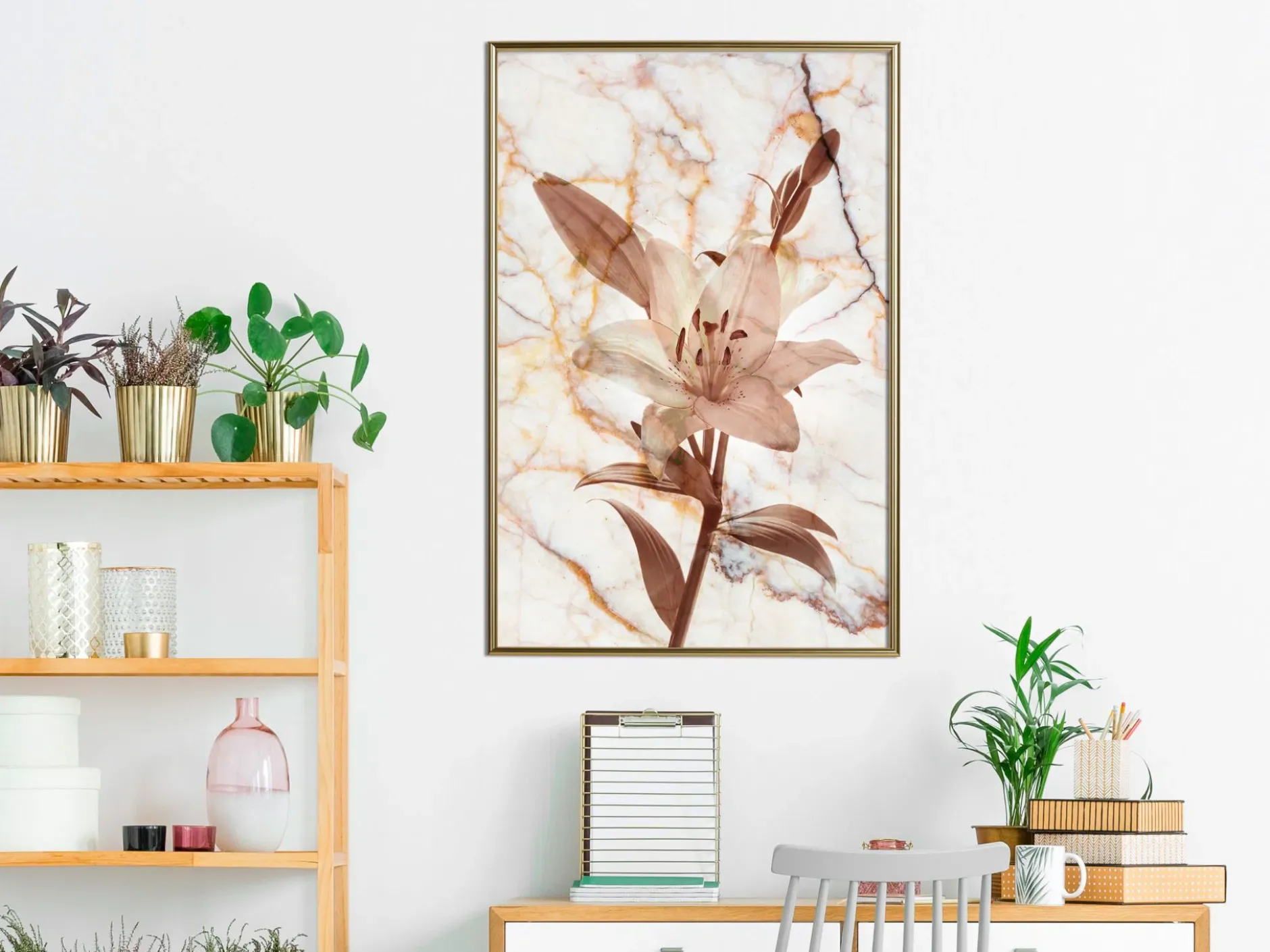 Poster 'Lily on Marble Background'