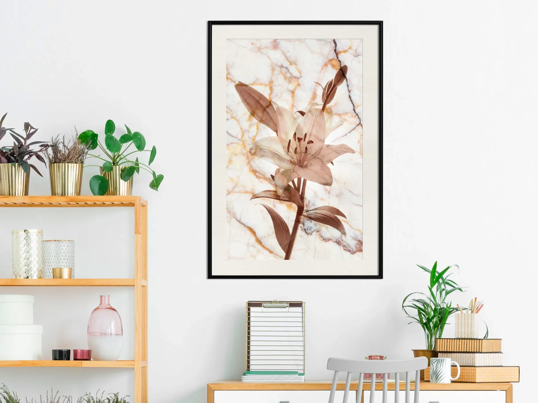 Poster 'Lily on Marble Background'