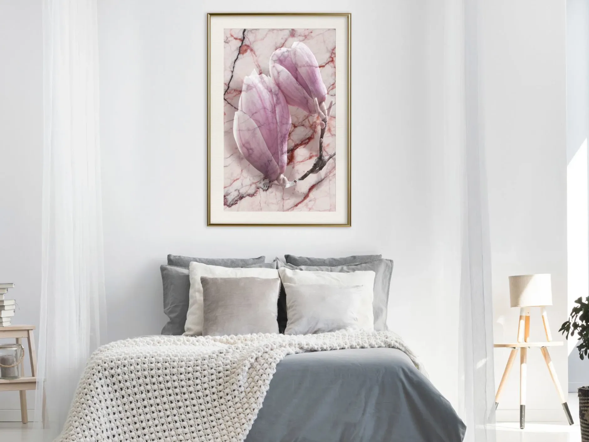 Poster 'Magnolia on Marble Background'