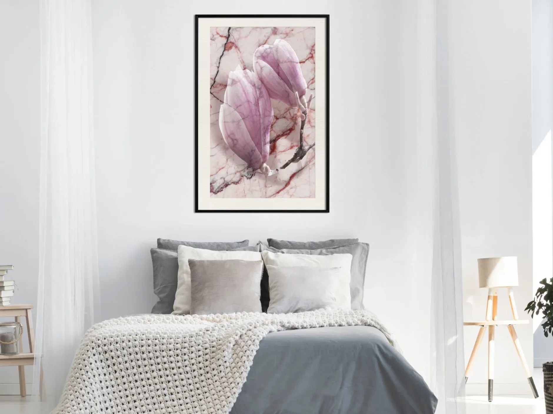 Poster 'Magnolia on Marble Background'