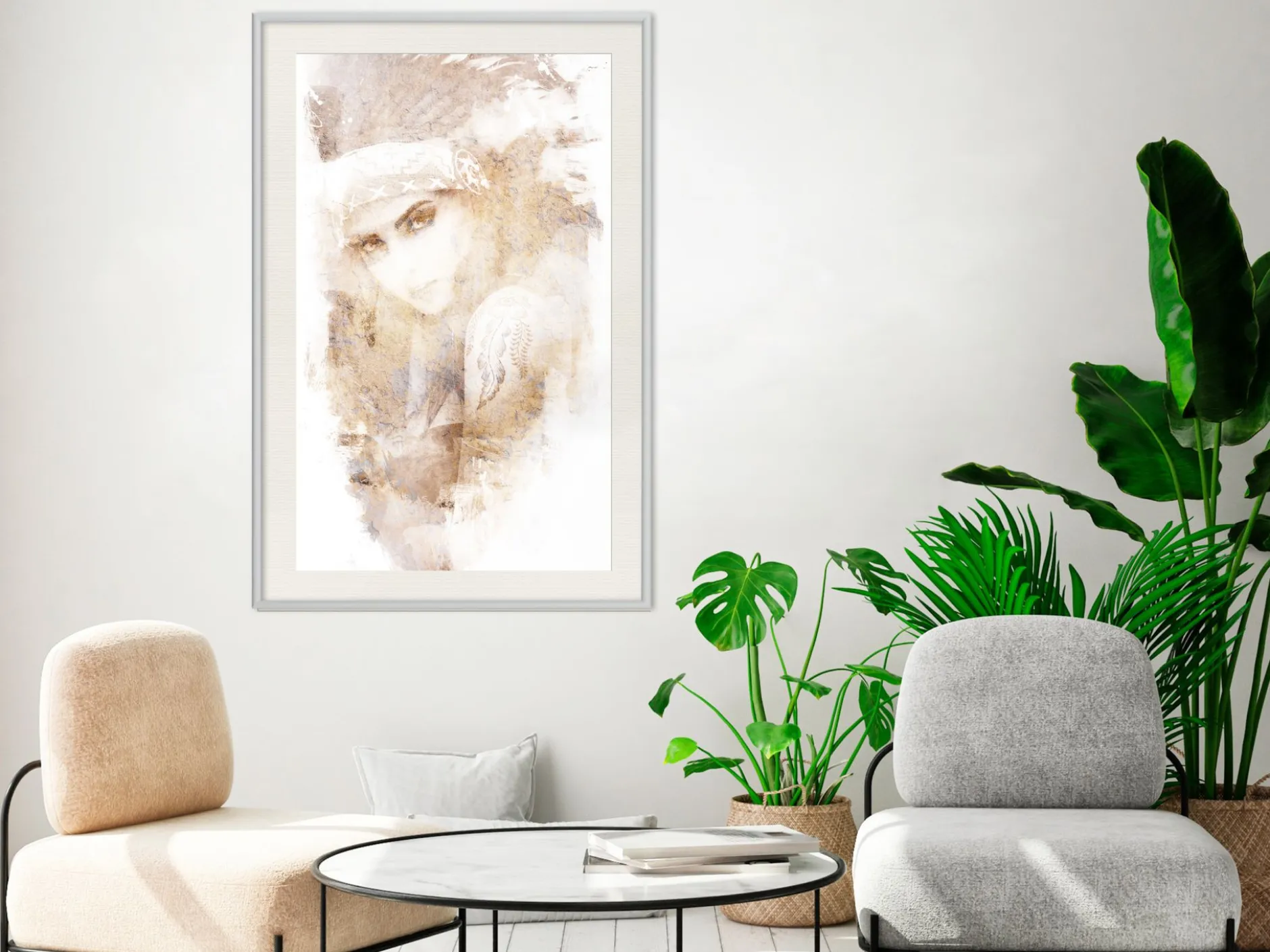 Poster 'Mysterious Look (Beige)'