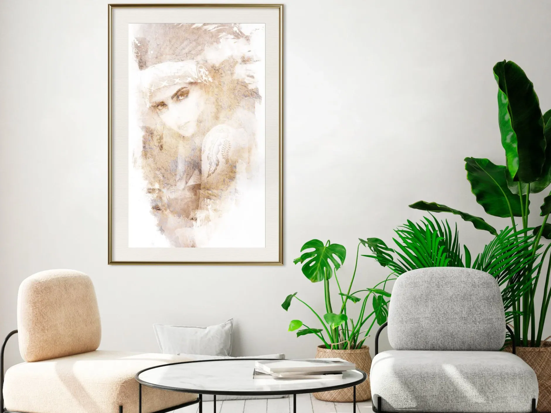 Poster 'Mysterious Look (Beige)'
