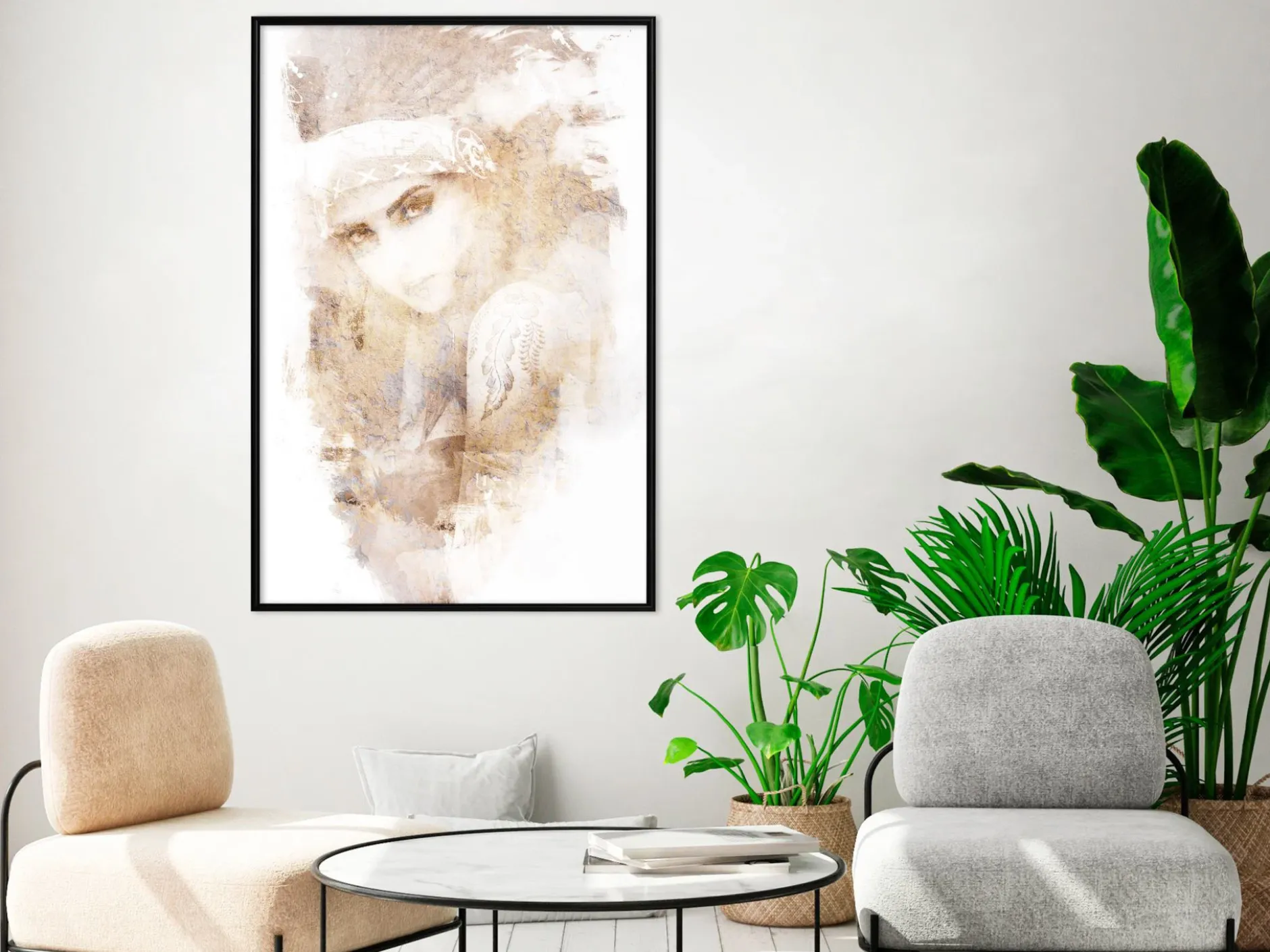 Poster 'Mysterious Look (Beige)'
