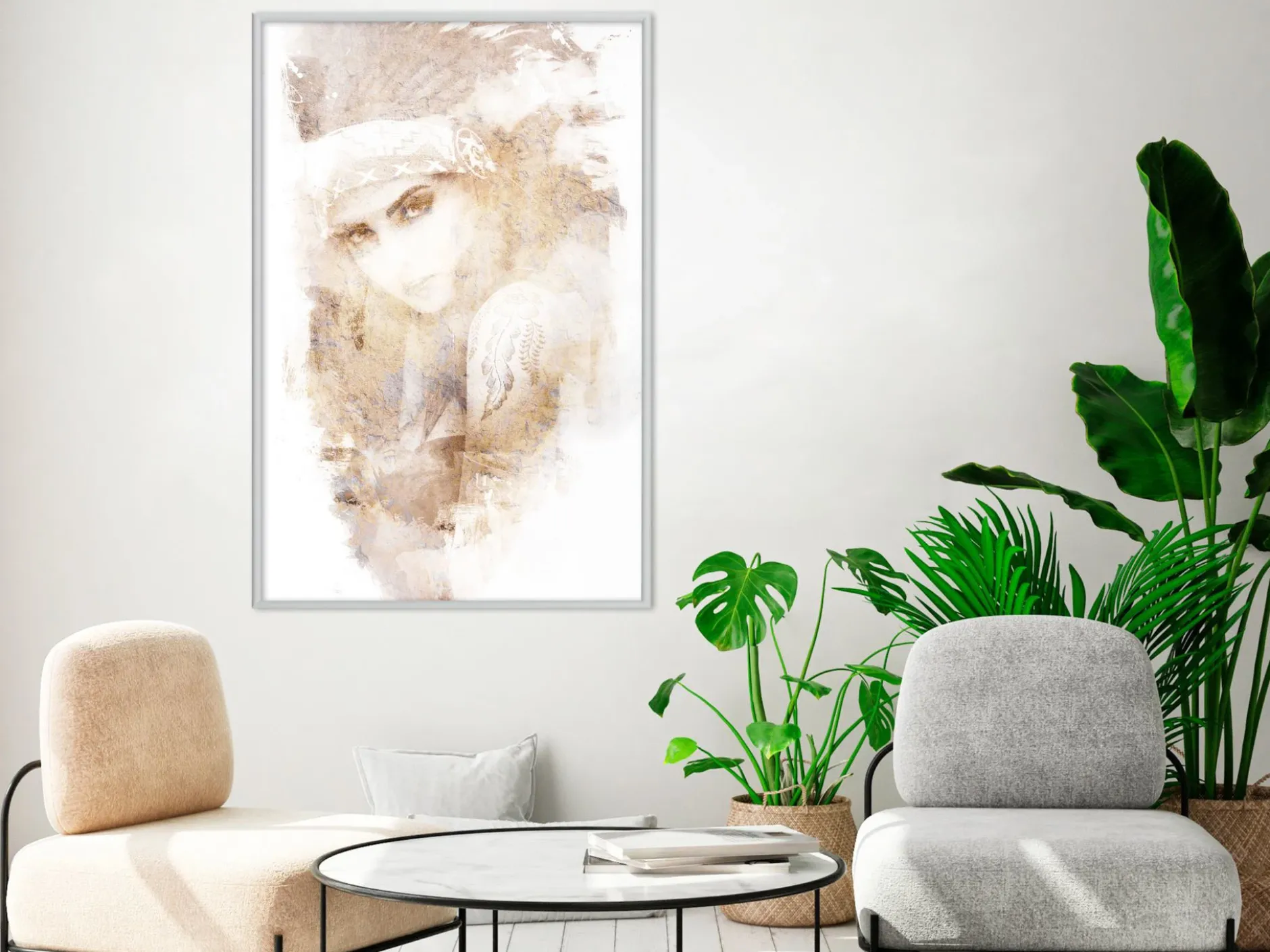 Poster 'Mysterious Look (Beige)'