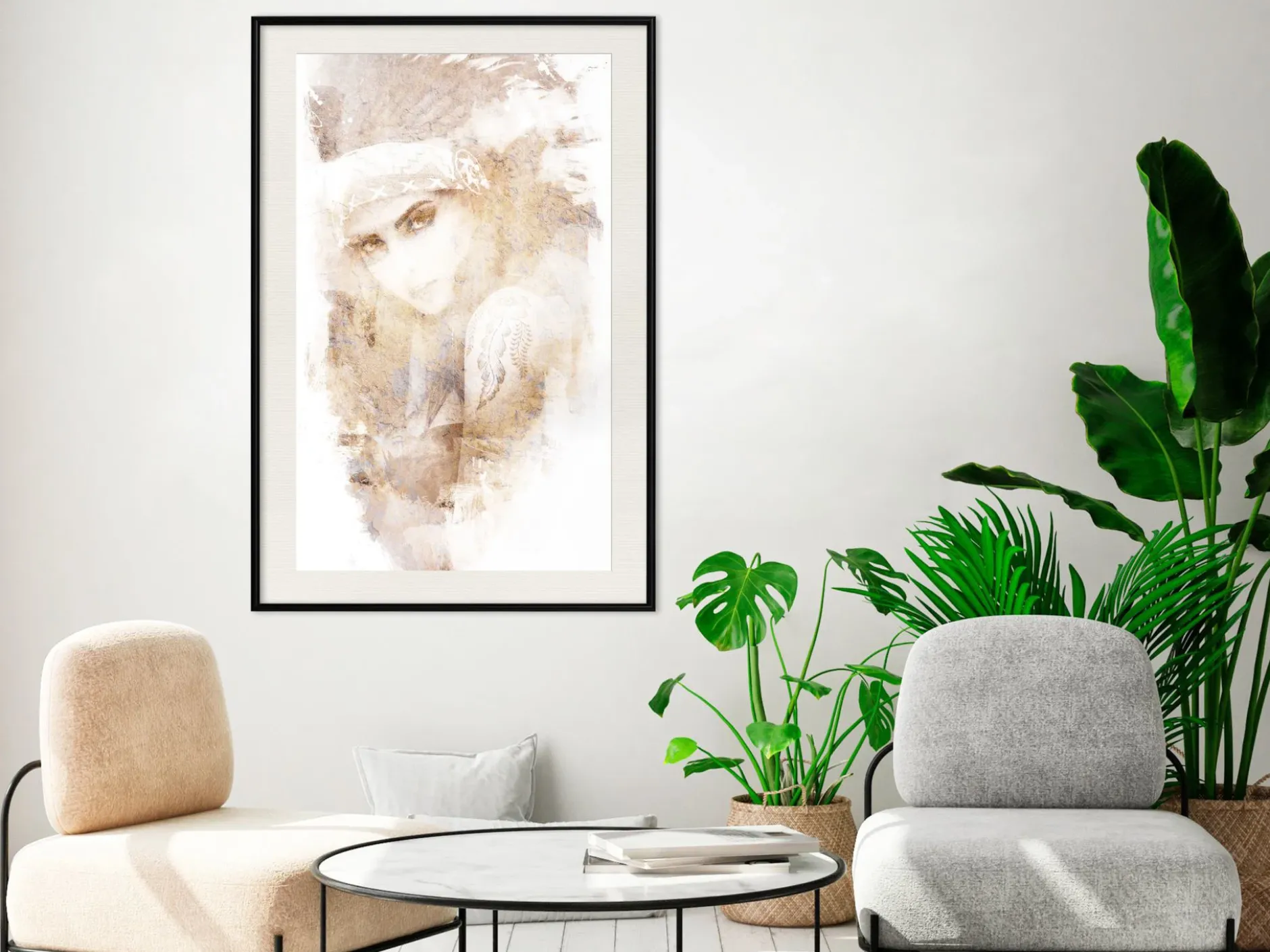 Poster 'Mysterious Look (Beige)'