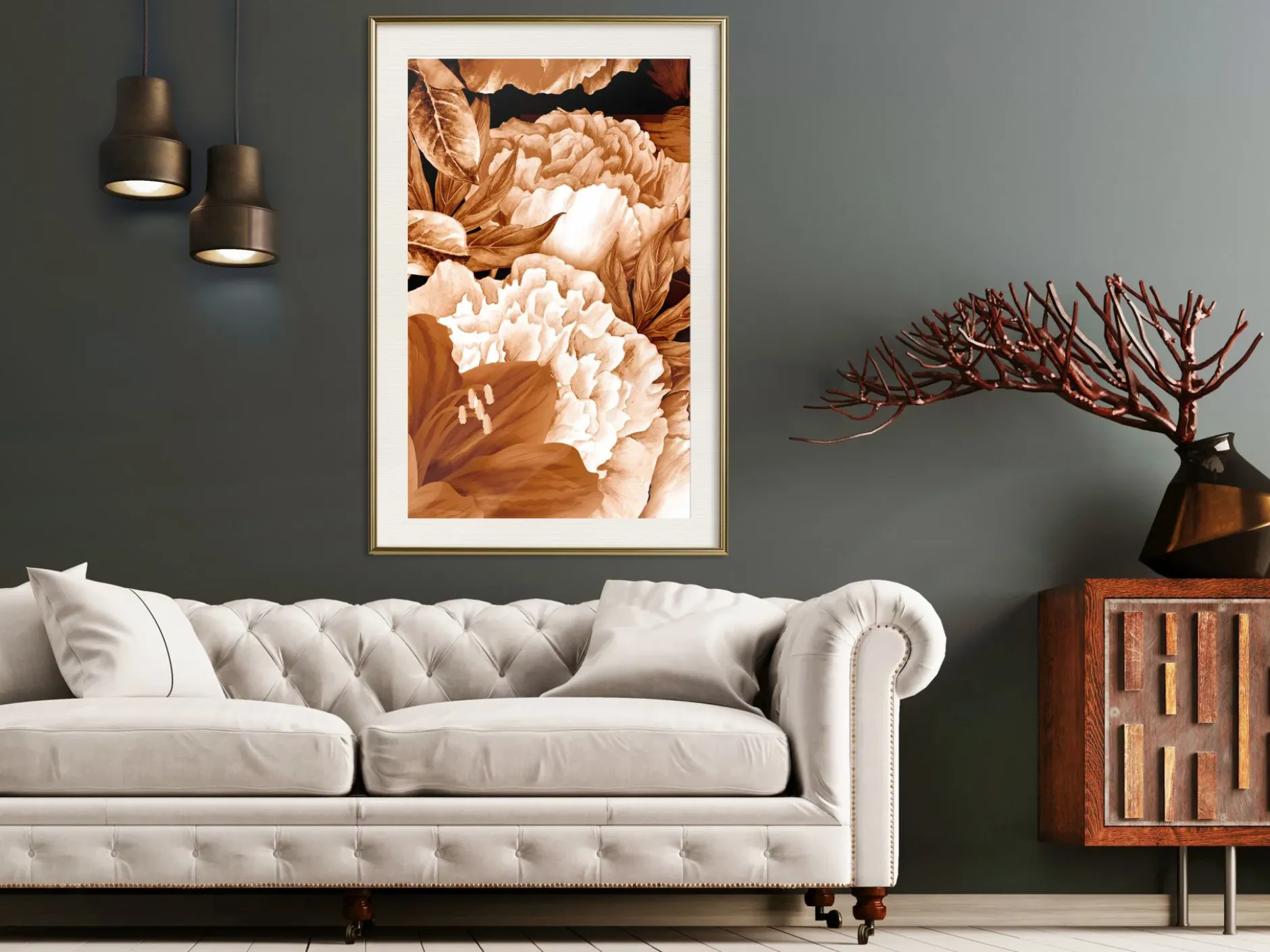 Poster 'Peonies in Sepia'