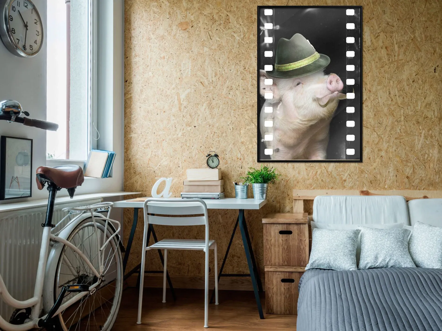 Poster 'Pig with Mustache'
