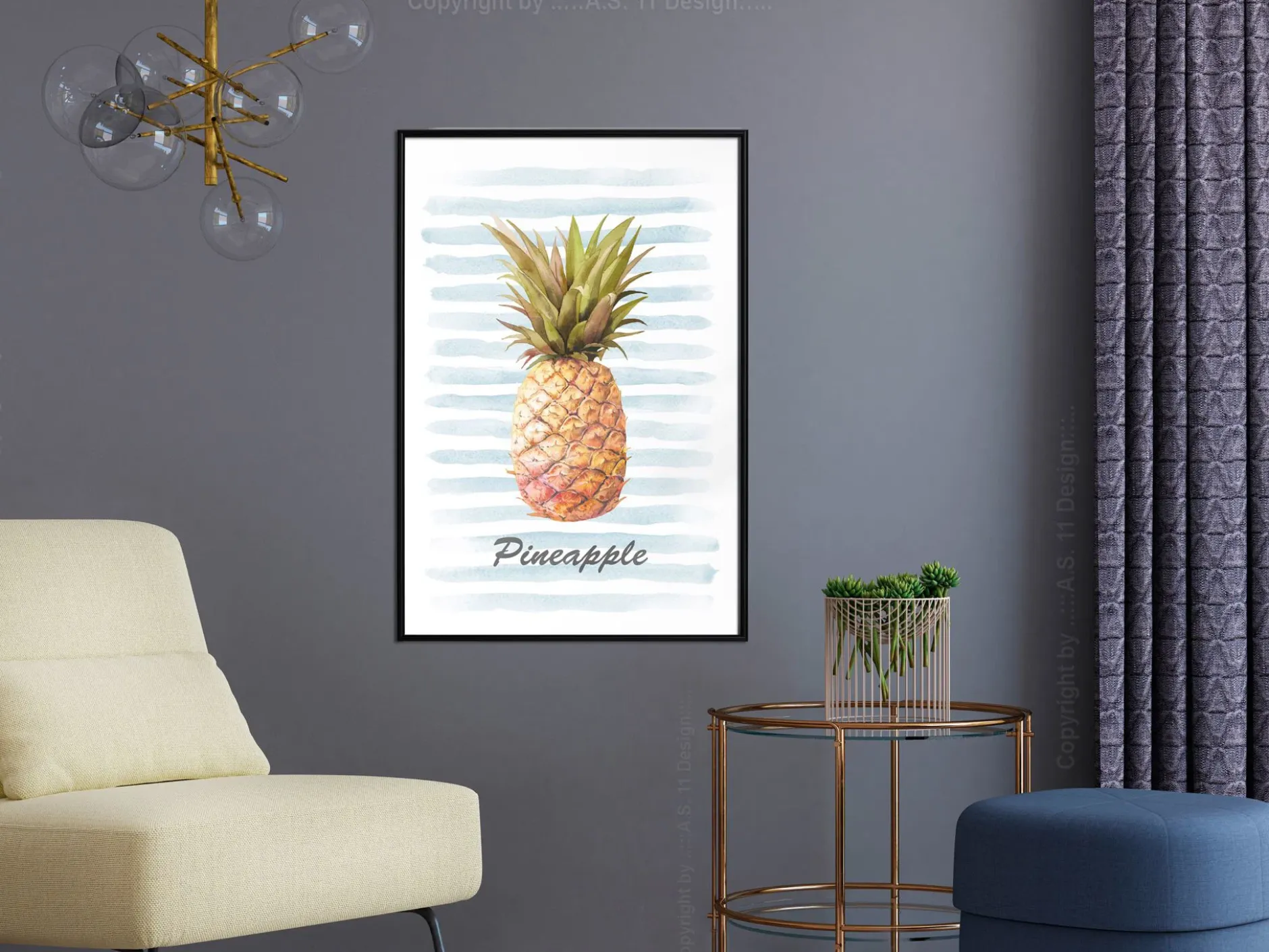 Poster 'Pineapple and Stripes'