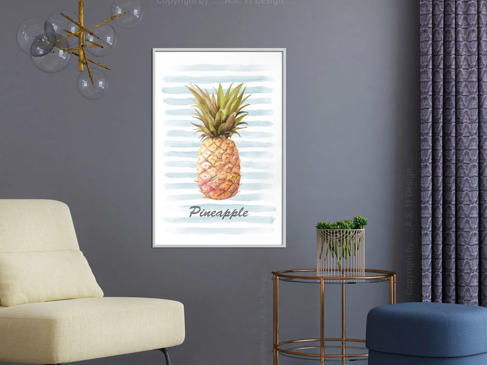 Poster 'Pineapple and Stripes'