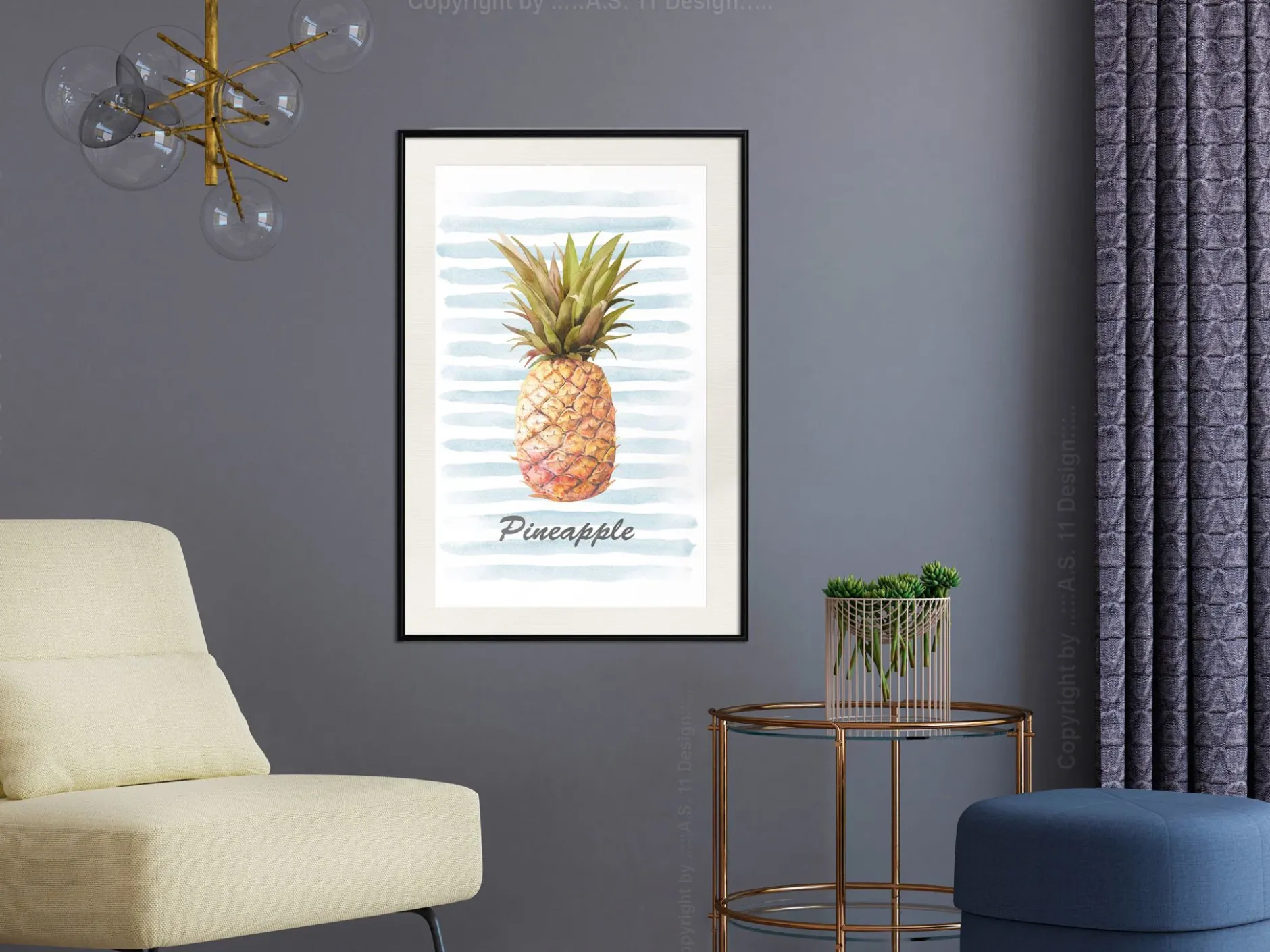 Poster 'Pineapple and Stripes'