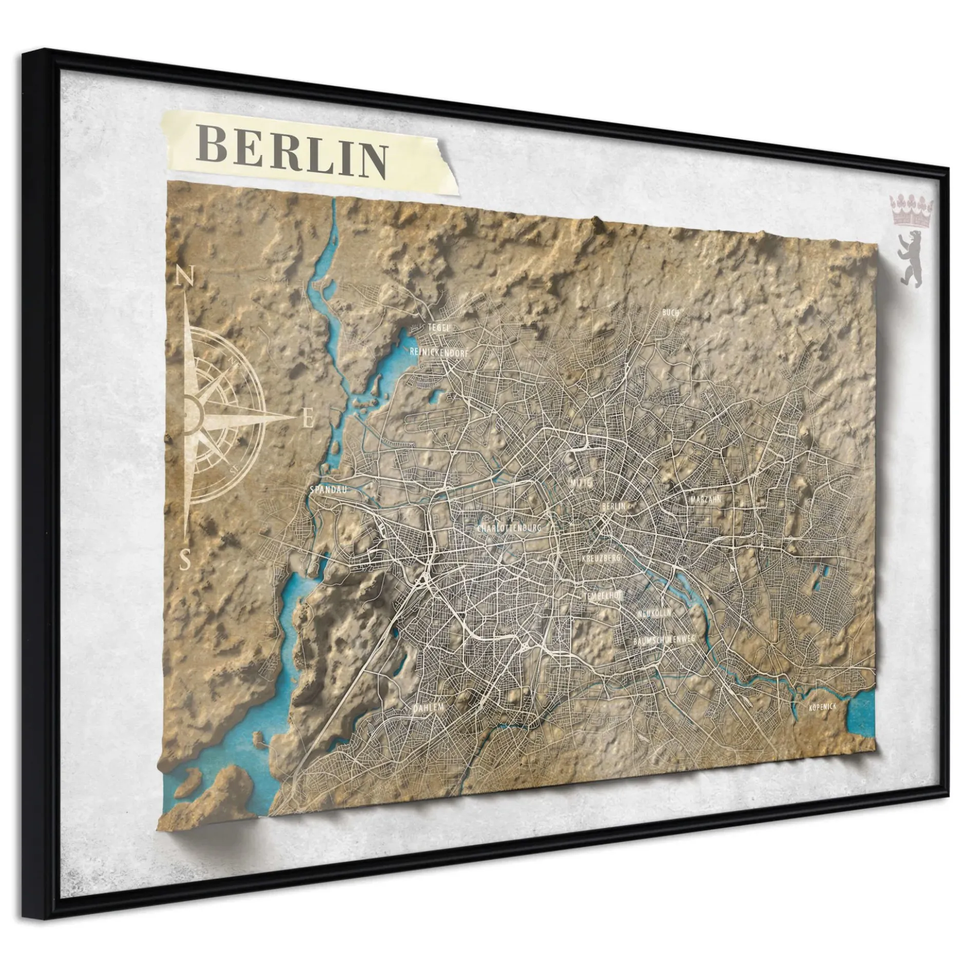 Poster 'Raised Relief Map: Berlin'