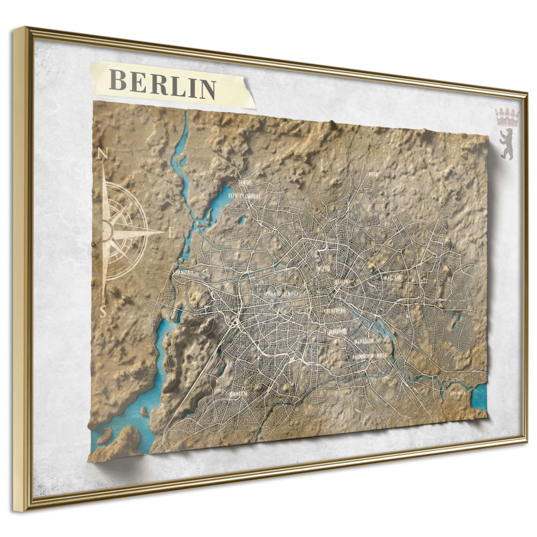 Poster 'Raised Relief Map: Berlin'