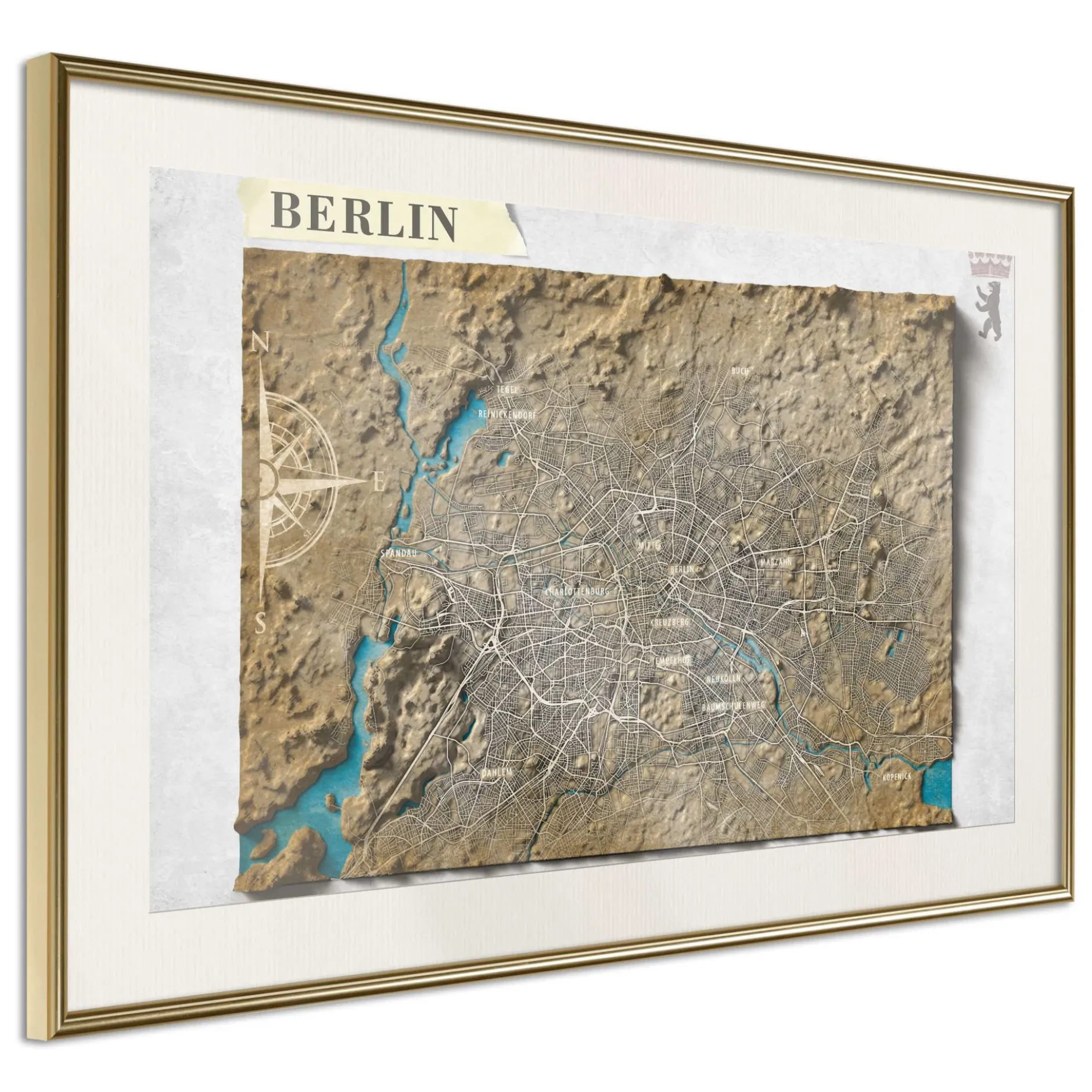Poster 'Raised Relief Map: Berlin'