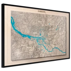 Poster 'Raised Relief Map: Hamburg'