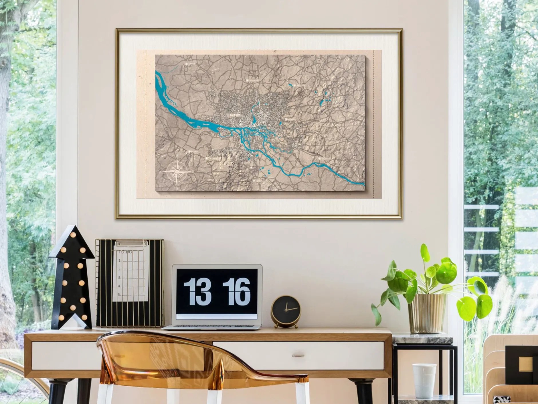 Poster 'Raised Relief Map: Hamburg'