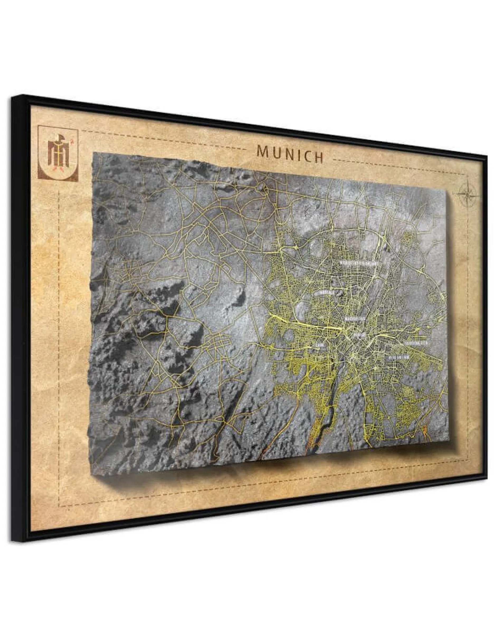 Poster 'Raised Relief Map: Munich'