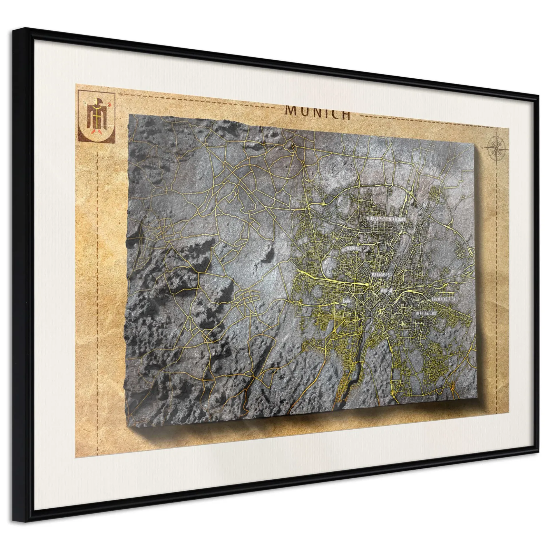 Poster 'Raised Relief Map: Munich'