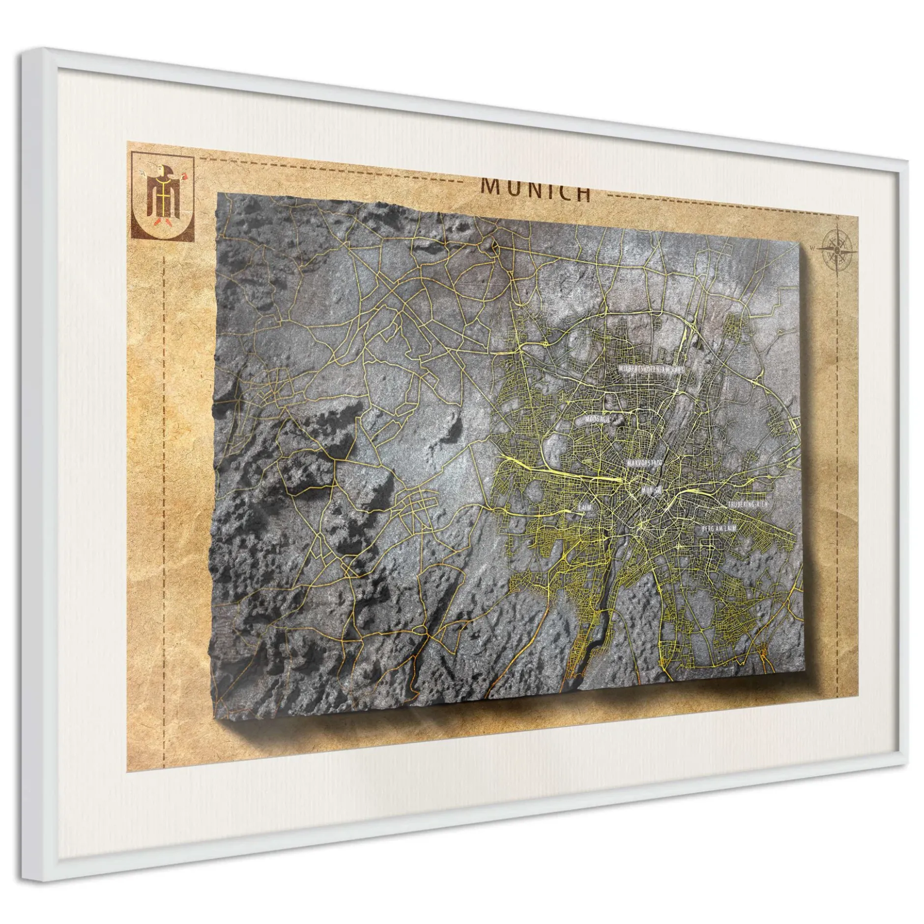 Poster 'Raised Relief Map: Munich'