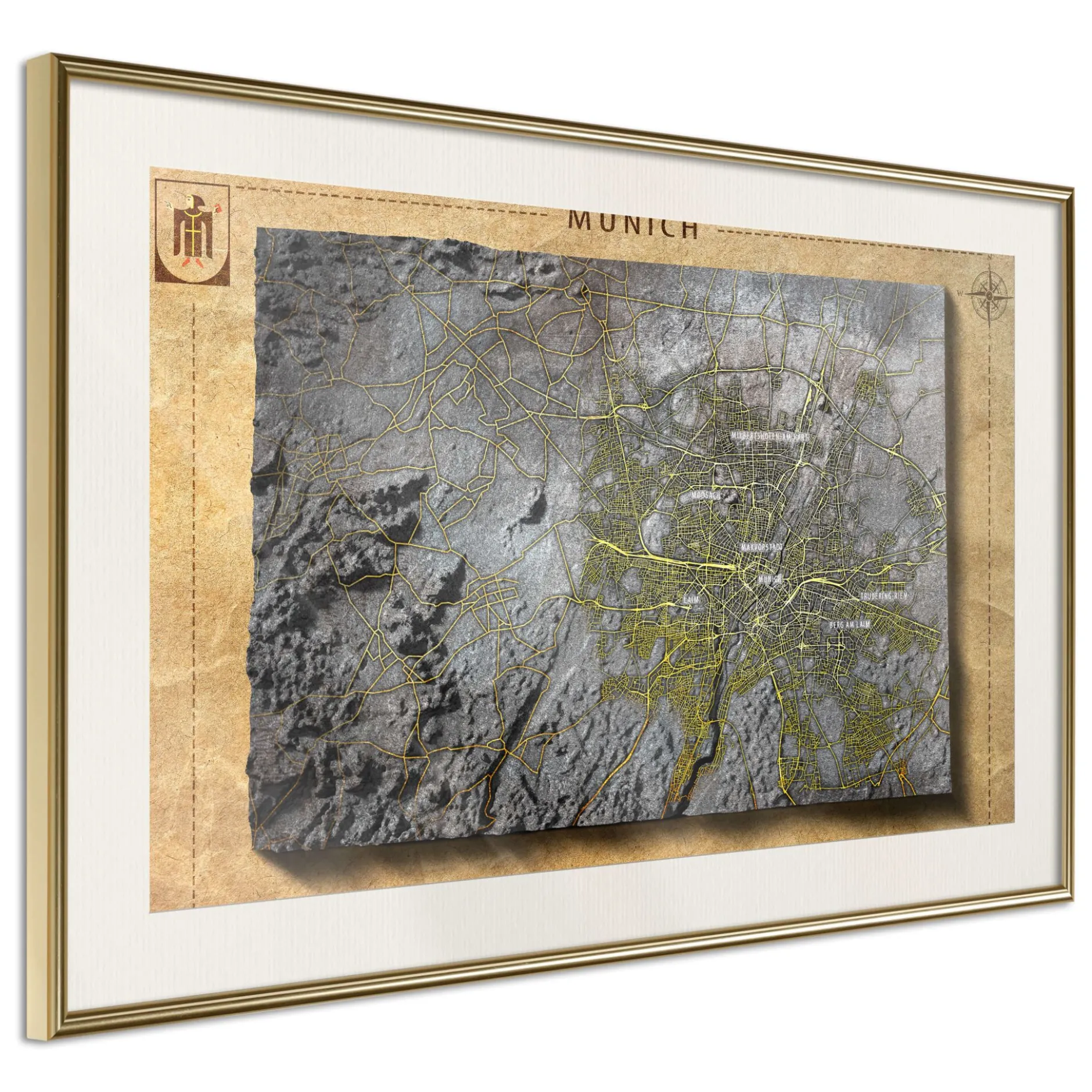 Poster 'Raised Relief Map: Munich'