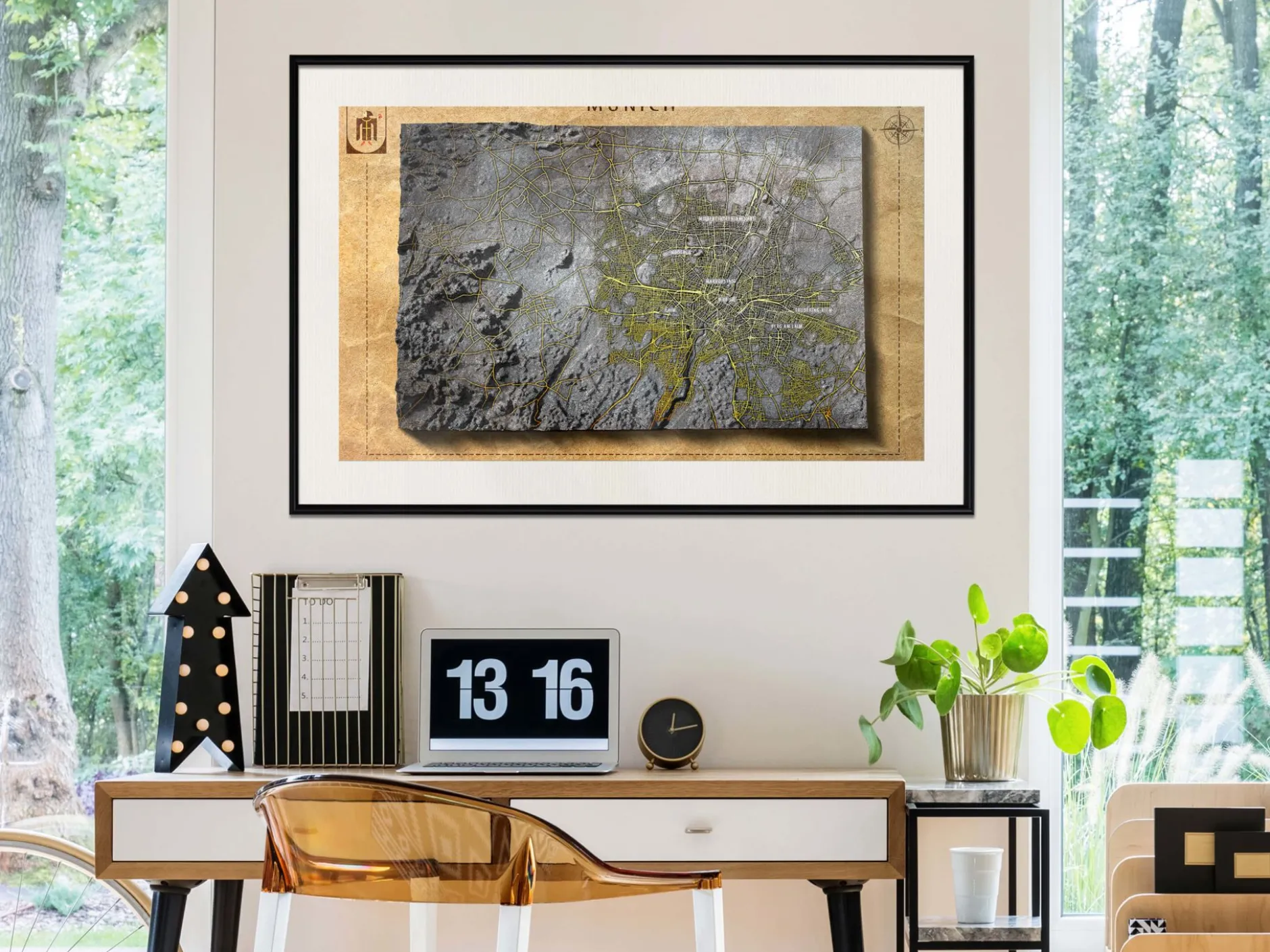 Poster 'Raised Relief Map: Munich'