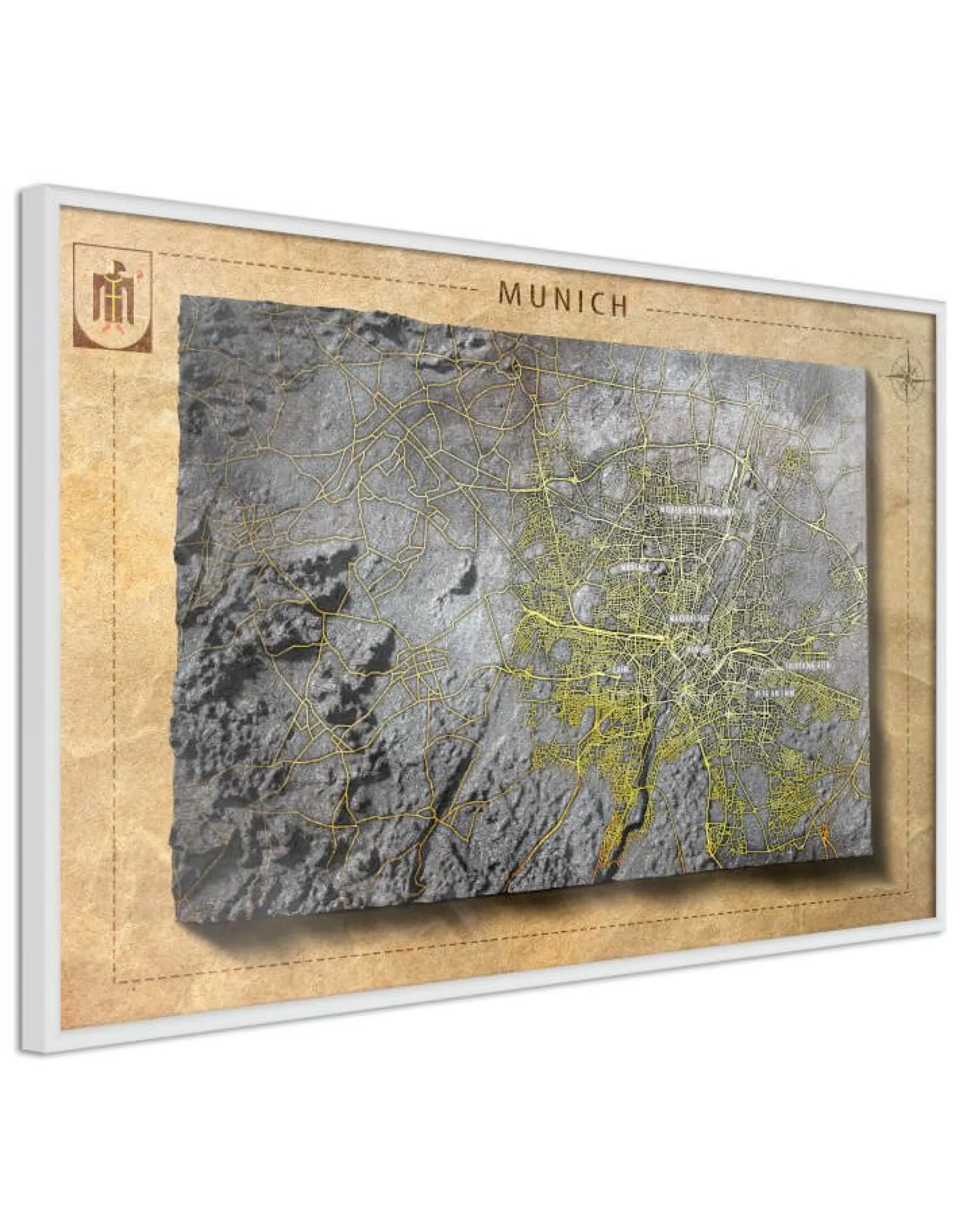 Poster 'Raised Relief Map: Munich'