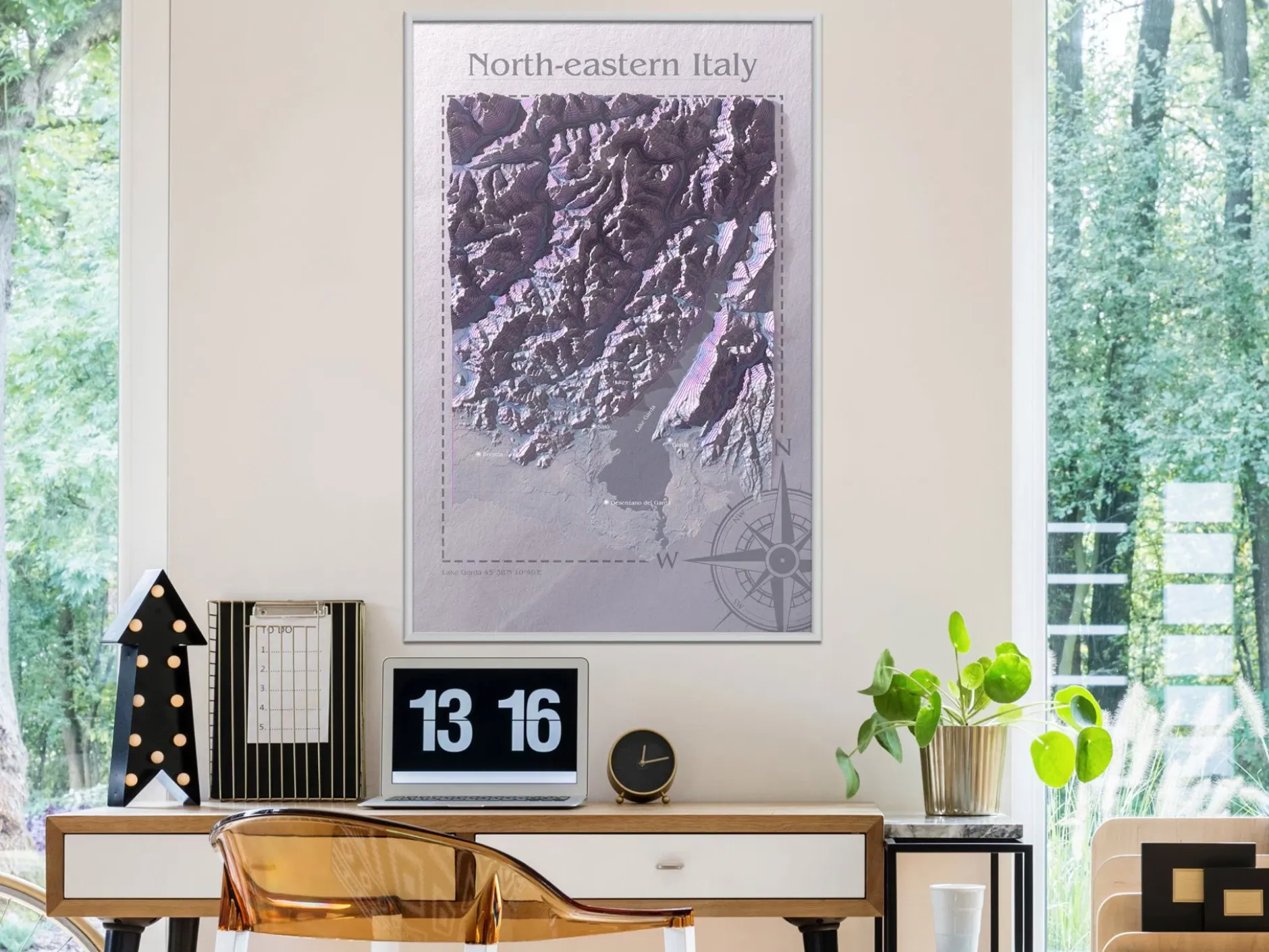 Poster 'Raised Relief Map: North-Eastern Italy'
