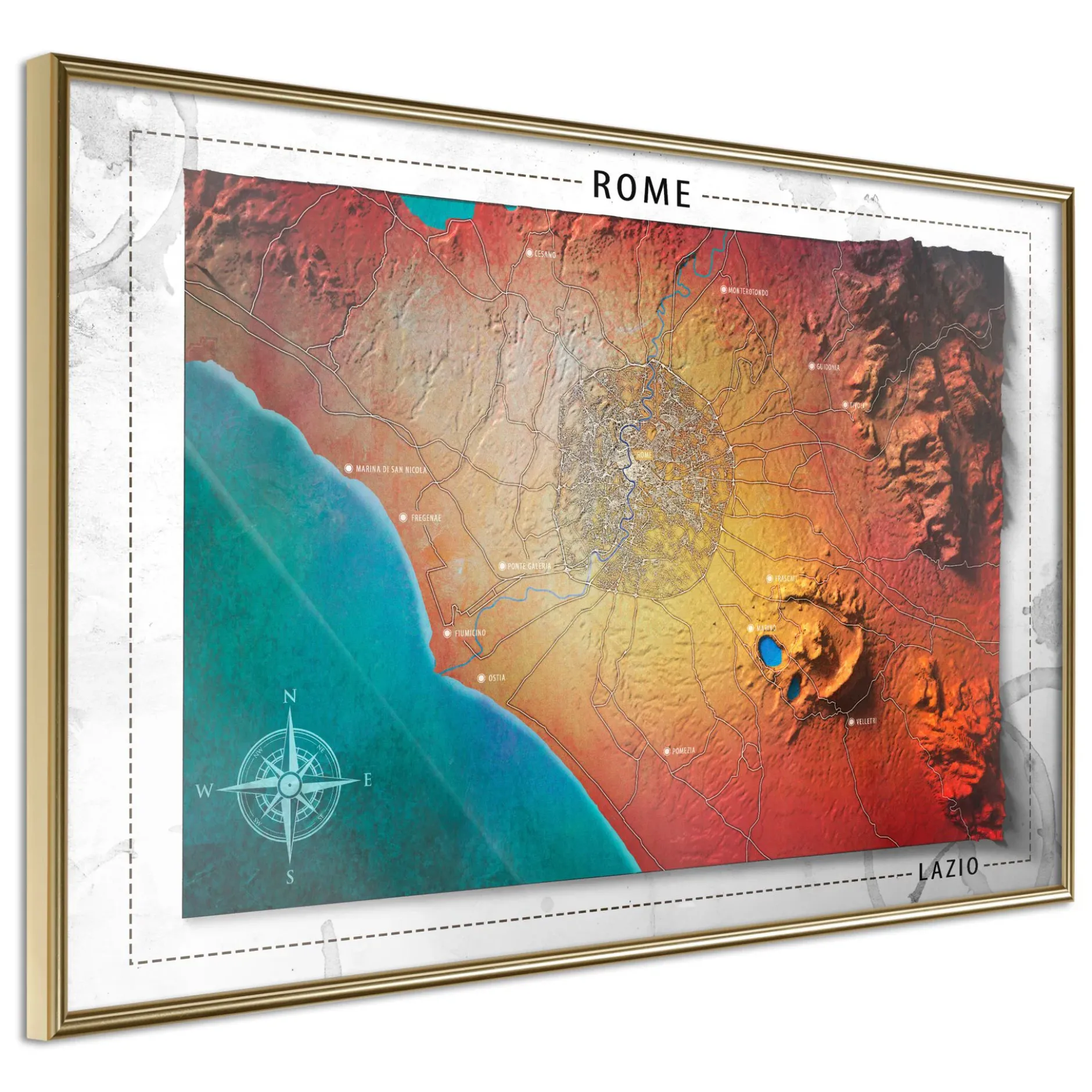 Poster 'Raised Relief Map: Rome'