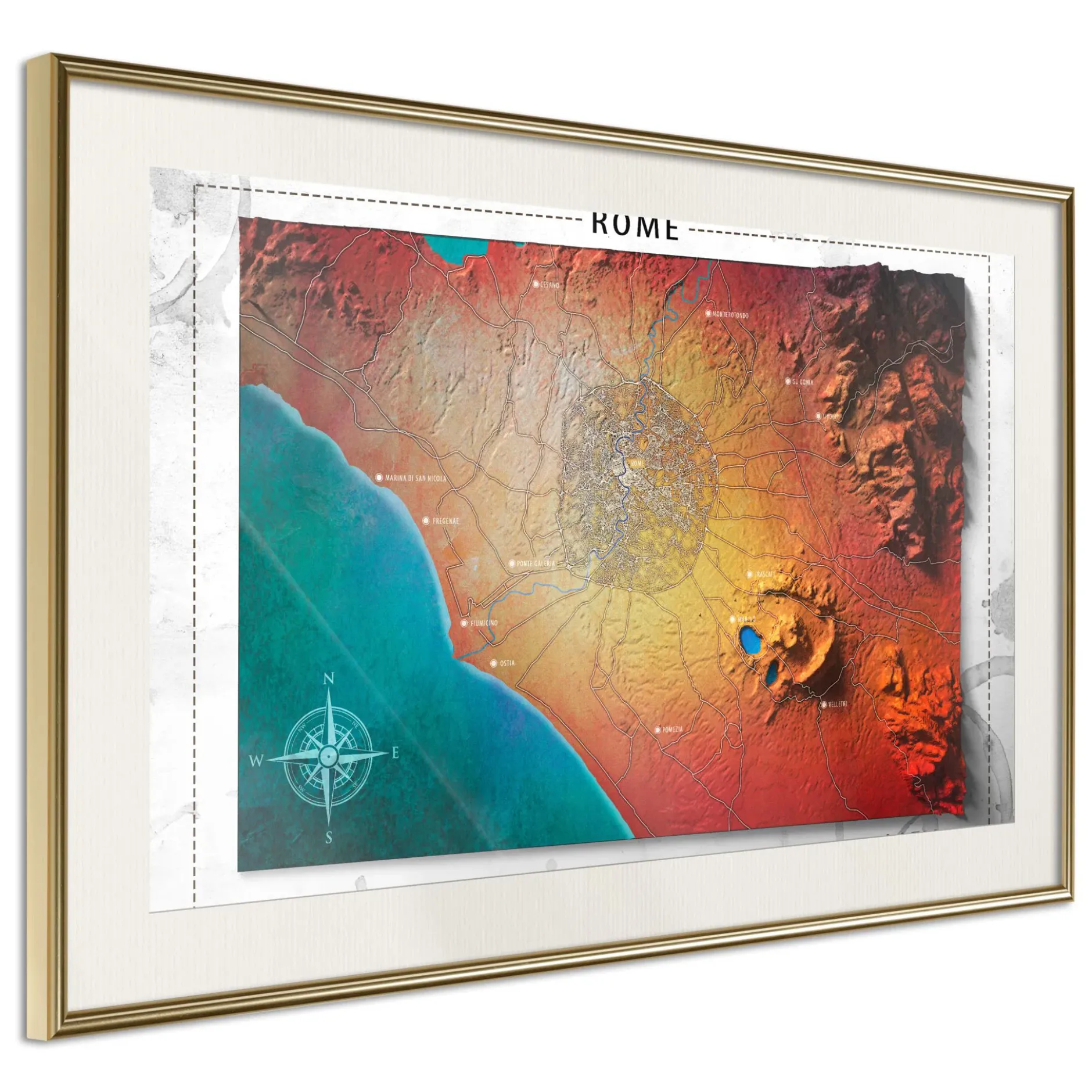 Poster 'Raised Relief Map: Rome'