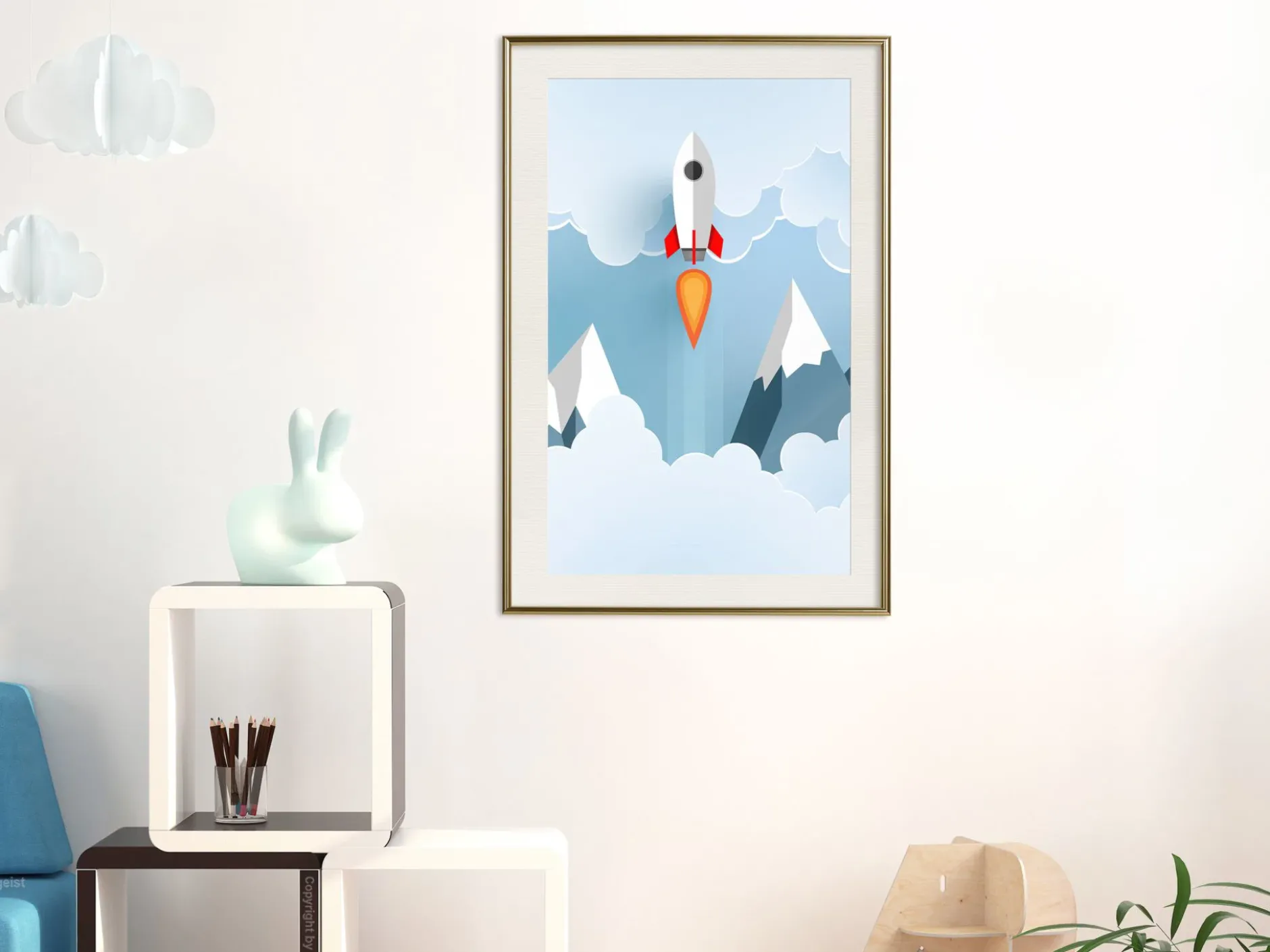 Poster 'Rocket in the Clouds'