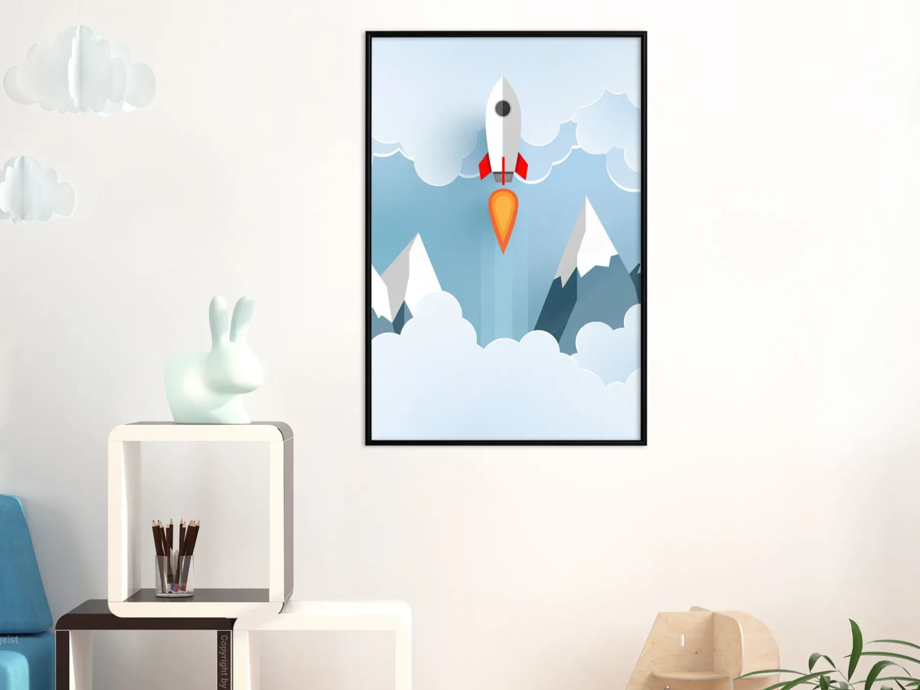 Poster 'Rocket in the Clouds'
