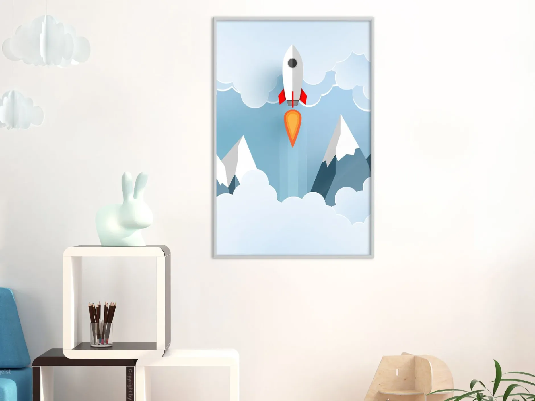 Poster 'Rocket in the Clouds'
