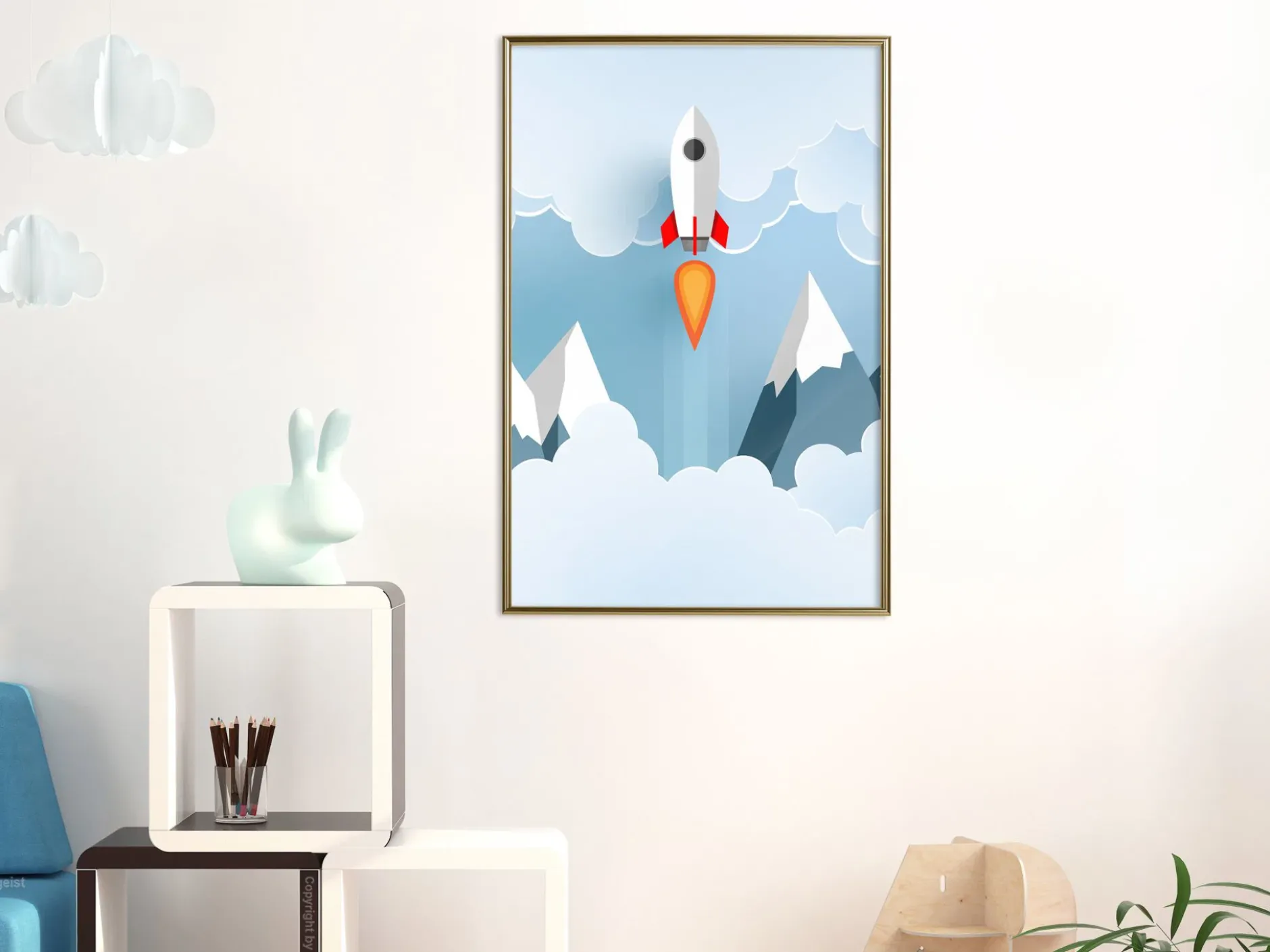 Poster 'Rocket in the Clouds'