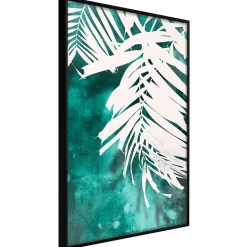 Poster 'White Palm on Teal Background'