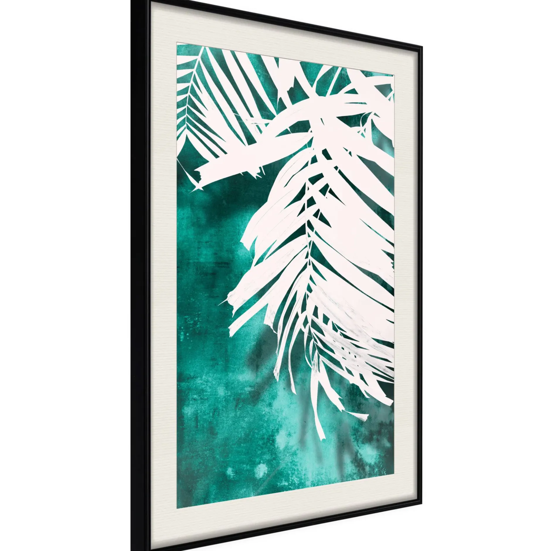 Poster 'White Palm on Teal Background'