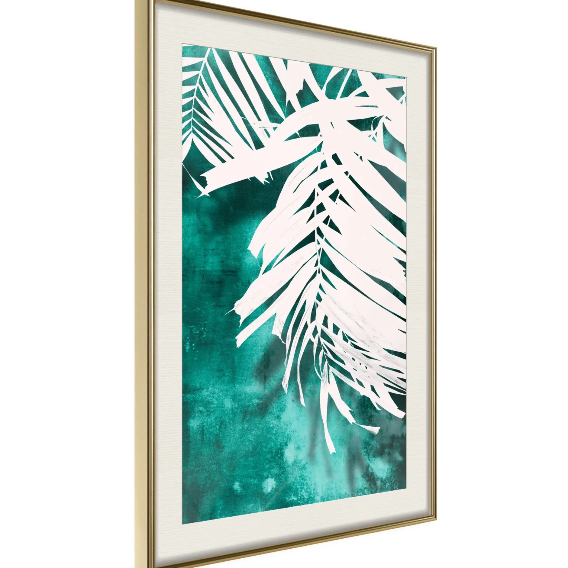 Poster 'White Palm on Teal Background'