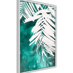 Poster 'White Palm on Teal Background'