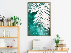 Poster 'White Palm on Teal Background'