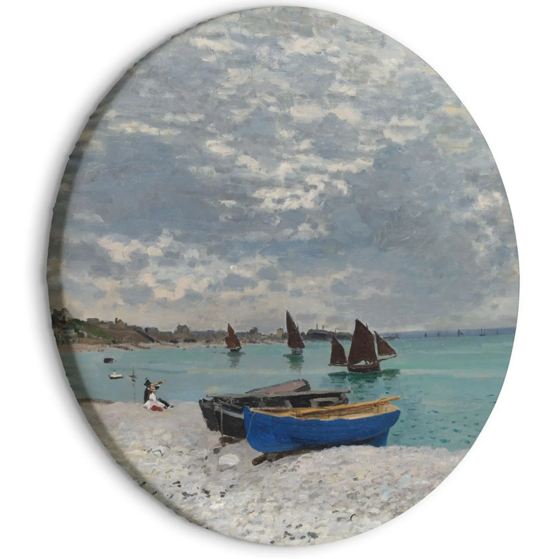 Rundes Bild 'Monet's Beach Boats'