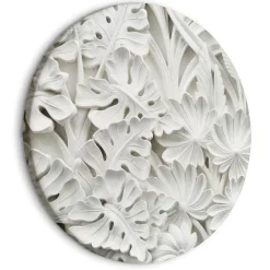 Rundes Bild 'Stone Leaf Carvings'