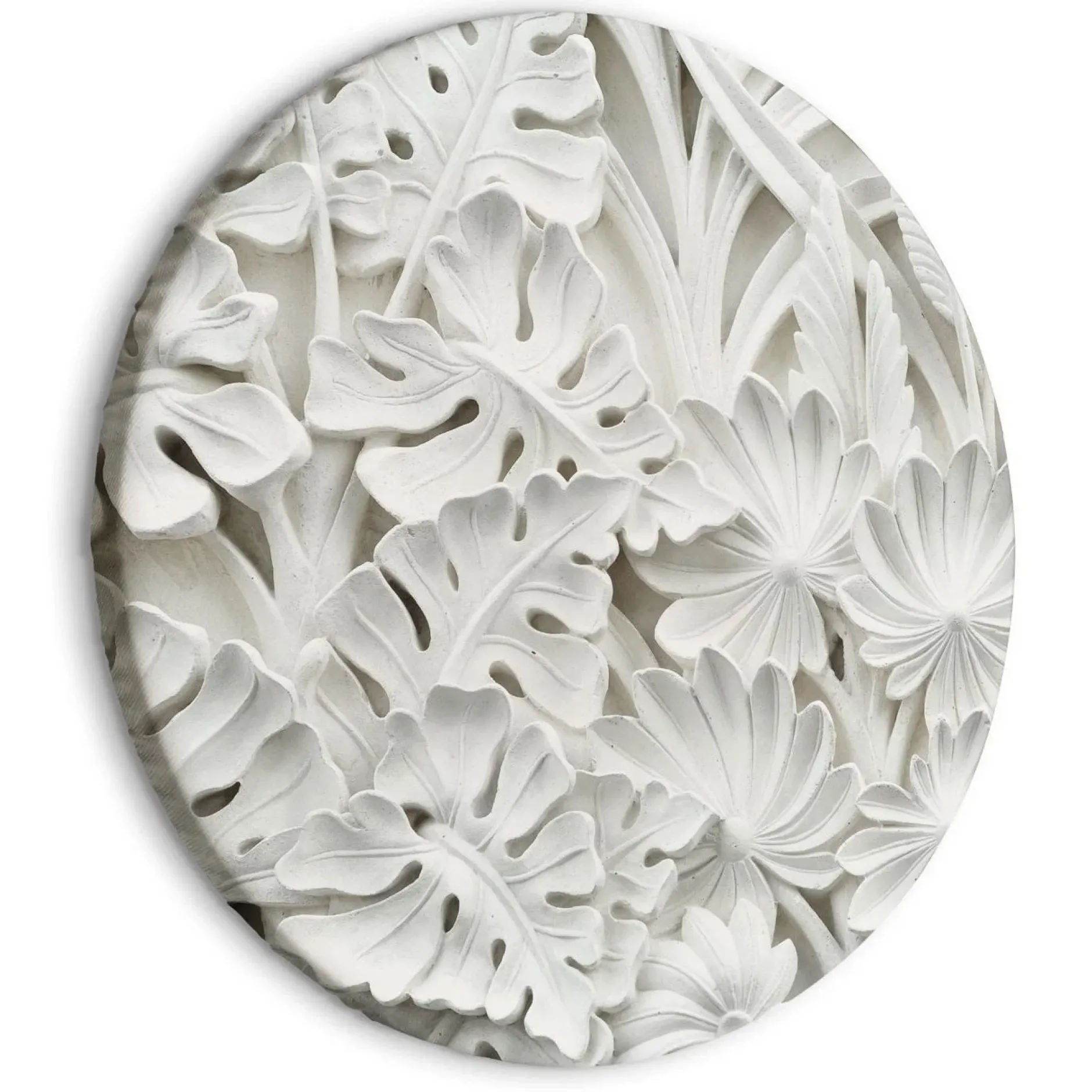Rundes Bild 'Stone Leaf Carvings'