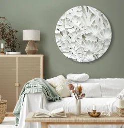 Rundes Bild 'Stone Leaf Carvings'