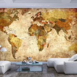 Selbstklebende Tapete 'Alte Weltkarte in Beige'