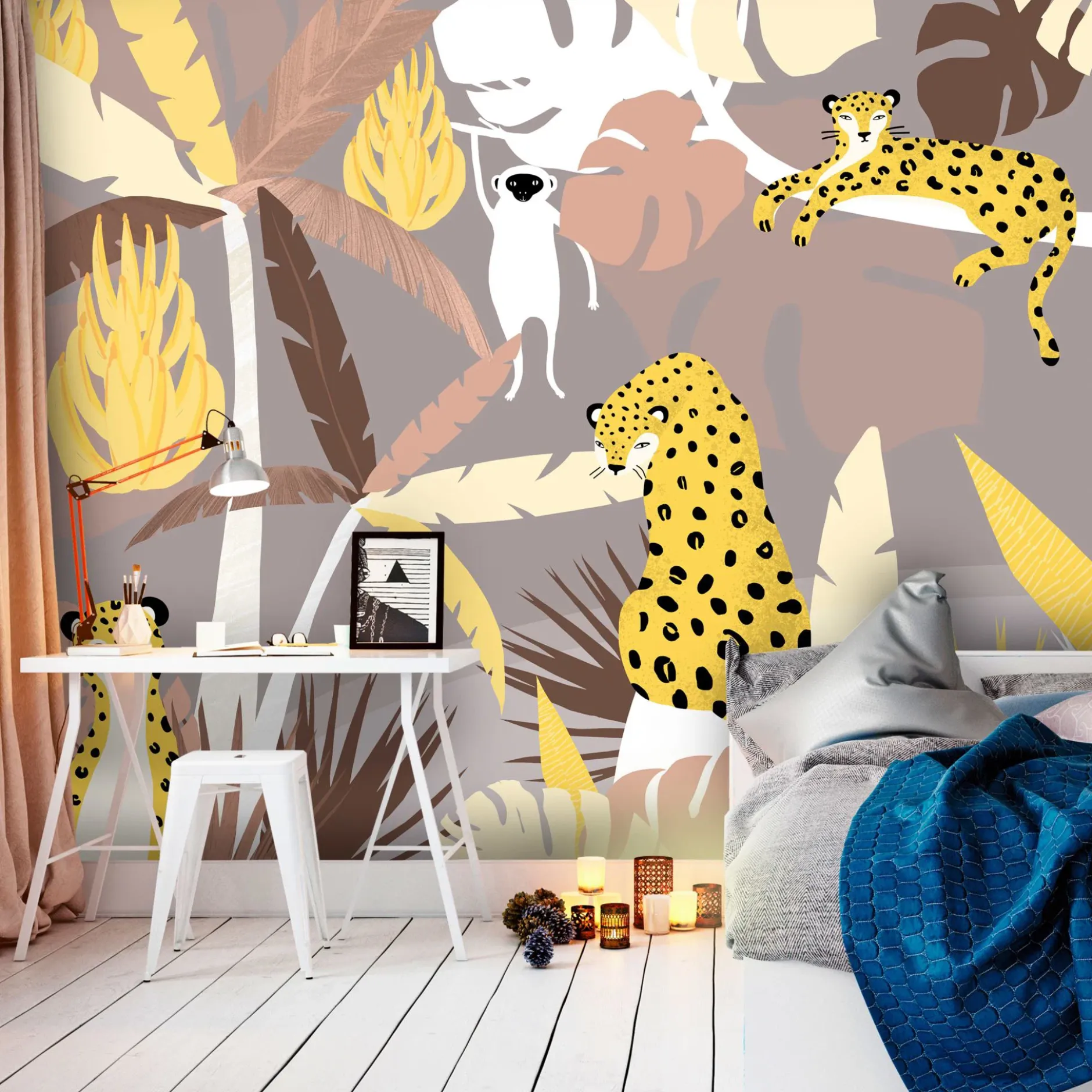 Selbstklebende Tapete 'Cheetahs in the Jungle - Third Variant'