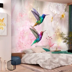 Selbstklebende Tapete 'Colourful Hummingbirds (Pink)'